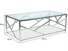 Стол журнальный SIGNAL ESCADA A прозрачный/хром, 120/60/40