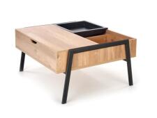 Стол журнальный HALMAR PODIUM натуральный/черный, 85/80/43-64