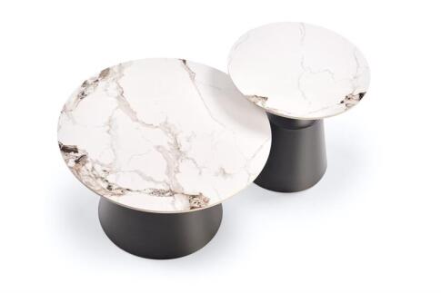 Комплект HALMAR MAGNETA (2 стола журнальных) белый мрамор/черный