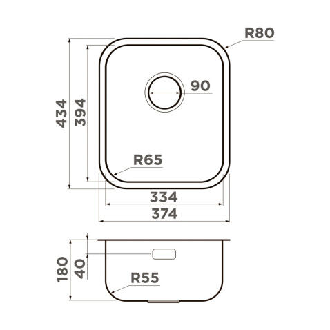 Кухонная мойка из нержавейки Omoikiri Omi 38-U/I-IN нержавеющая сталь