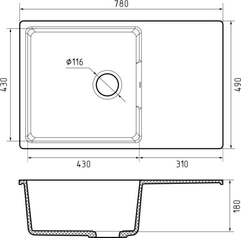 Кухонная мойка GRANFEST URBAN UR-678L песочный