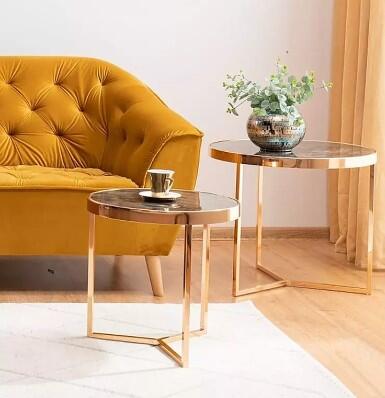 Комплект SIGNAL DELIA II (2 стола журнальных) мраморный эффект/золотой, 45/45, 59/52