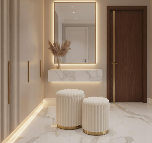 Комплект HALMAR FIDO (2 пуфа) кремовый/золотой