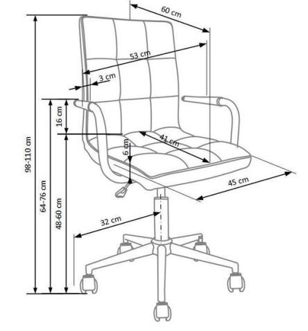 Кресло компьютерное HALMAR GONZO 4 серый/хром