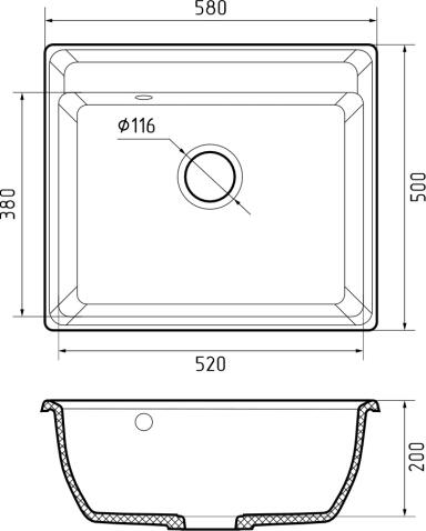 Кухонная мойка GRANFEST VERTEX V-580 графит