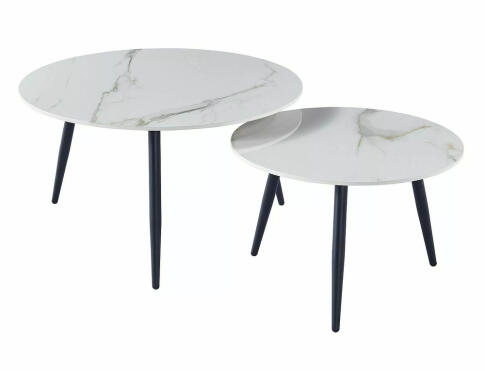 Комплект SIGNAL KORA D (2 стола журнальных) белый/черный мат