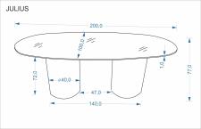 Стол обеденный HALMAR JULIUS светлый травертин/черный 200/100