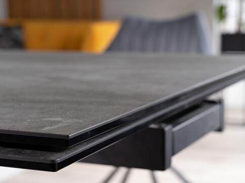 Стол обеденный SIGNAL SALVADORE Ceramic серый мрамор/черный мат 160-240/90