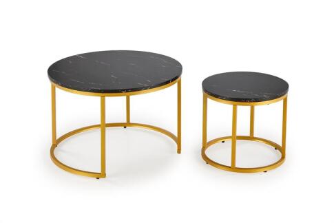 Комплект HALMAR PAOLA (2 стола журнальных) черный мрамор/золотой