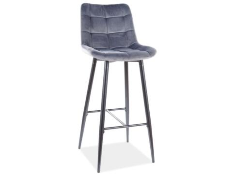 Стул барный SIGNAL CHIC H-1 Velvet Bluvel 14 серый/черный