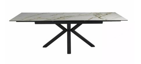 Стол обеденный SIGNAL COLUMBUS Amber Bianco белый/черный 160-240/90