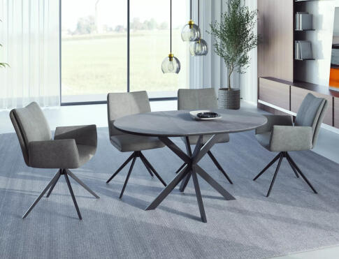 Стол обеденный SIGNAL GASTON Ceramic серый/черный 100-135/100