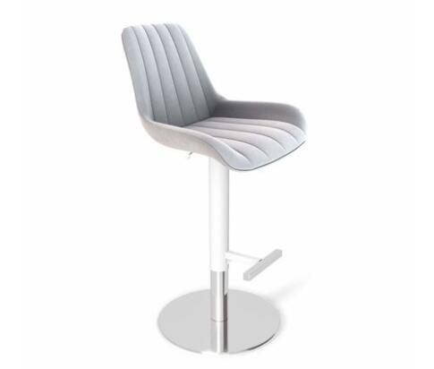 Стул барный Sheffilton SHT-ST37/S128  серое облако/хром/белый муар