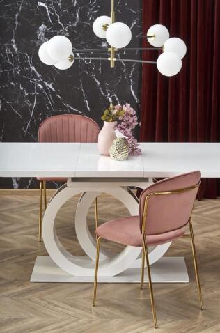 Стол обеденный HALMAR GALARDO белый/золотой 160-200/90