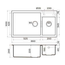 Кухонная мойка Omoikiri Tedori 86-2-LB-WH Tetogranit/белый