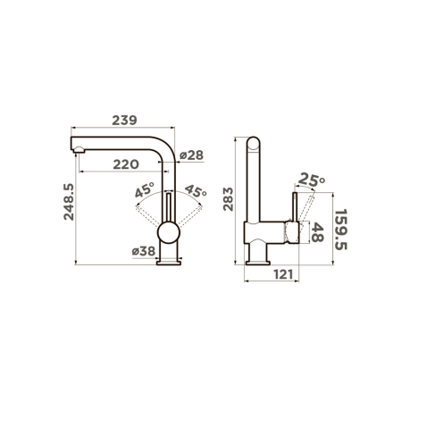 Смеситель для кухни Omoikiri Tanigawa-BN нержавеющая сталь