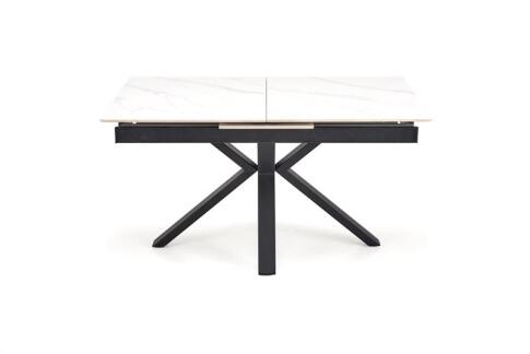 Стол обеденный HALMAR PLATAN белый мрамор/черный 140-180/85