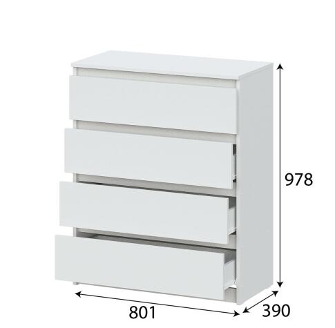 Комод NN Мебель (МС Денвер К) Белый, 4 ящ. SAFE
