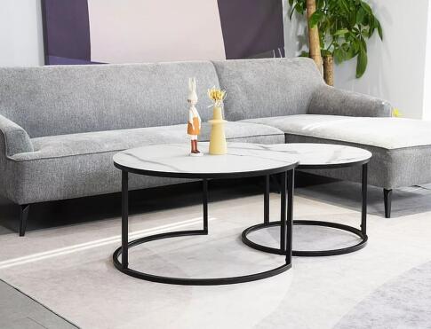 Комплект SIGNAL ATLANTA C (2 стола журнальных) белый мрамор/черный мат