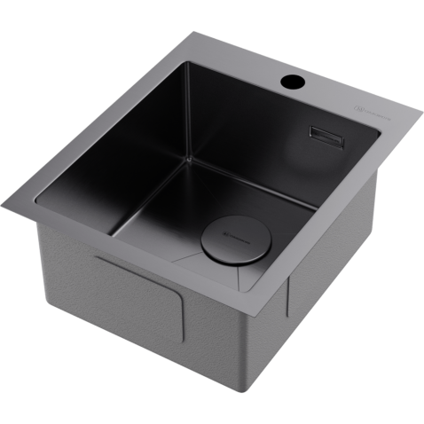 Кухонная мойка из нержавейки Omoikiri Akisame 41-GM вороненая сталь