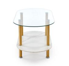 Стол журнальный HALMAR DUCAT белый мрамор/прозрачный/золотой