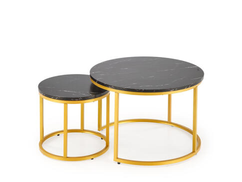 Комплект HALMAR PAOLA (2 стола журнальных) черный мрамор/золотой