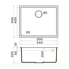 Кухонная мойка Omoikiri Bosen 54-U-GR Tetogranit/leningrad grey