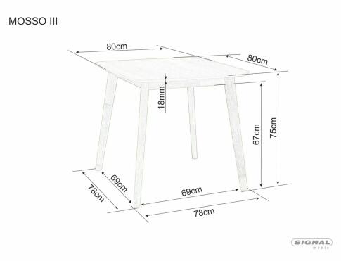 Стол обеденный SIGNAL MOSSO III дуб/дуб 80/75