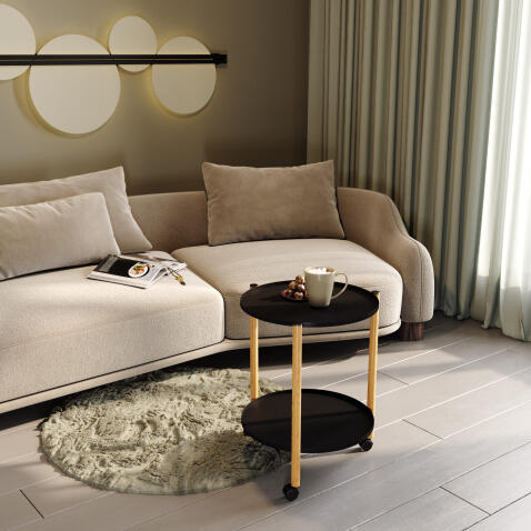 Стол журнальный Sheffilton SHT-CT62 черный муар/светлый орех