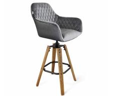 Стул барный Sheffilton SHT-ST38/S93 артикул СТ-555 угольно-серый/браш. коричневый/чёрный