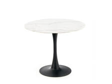 Стол обеденный HALMAR AMBROSIO белый мрамор/черный 90