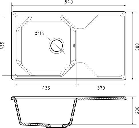 Кухонная мойка GRANFEST UNIQUE U-840L графит