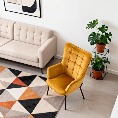 Кресло HALMAR CASTEL горчичный/черный