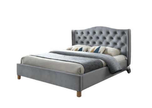 Кровать SIGNAL ASPEN Velvet Bluvel 14 серый/дуб 160/200