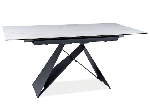 Стол обеденный SIGNAL WESTIN SC эффект белого мрамора/черный мат 120-160/80