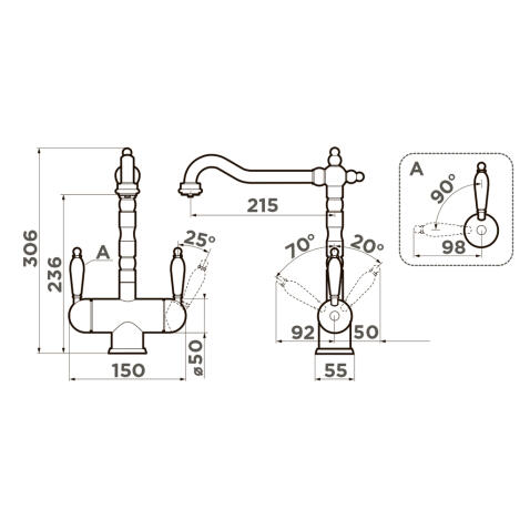 Смеситель для кухни Omoikiri Amagasaki SI античное серебро