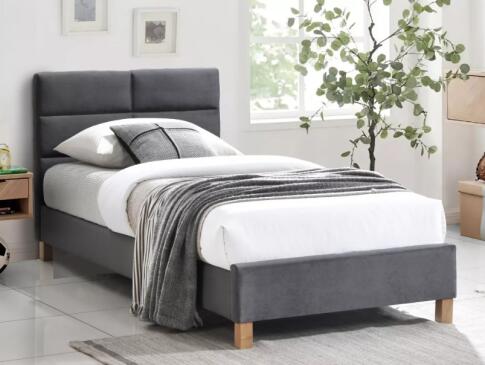 Кровать SIGNAL SIERRA Velvet tap. 150 серый/дуб, 90/200
