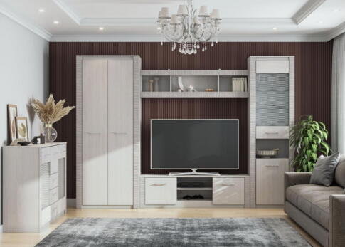 Полка навесная SV-МЕБЕЛЬ (МС Гамма 20 К) (1600) Серия №4 Ясень анкор  светлый