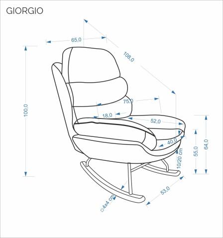 Кресло-качалка HALMAR GIORGIO серый/черный/натуральный