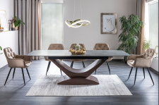 Стол обеденный SIGNAL DOLCE Ceramic эффект серого мрамора/орех 180-240/95