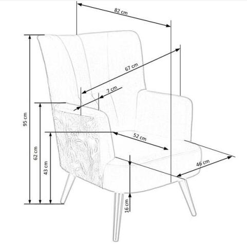 Кресло HALMAR PAGONI Bluvel 78 темно-зеленый/черный