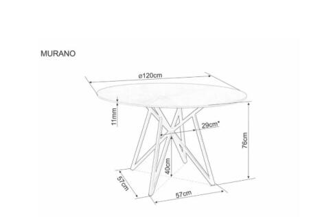 Стол обеденный SIGNAL MURANO серый матовый/черный 120