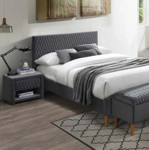 Тумба прикроватная SIGNAL AZURRO Velvet Bluvel 14 серый