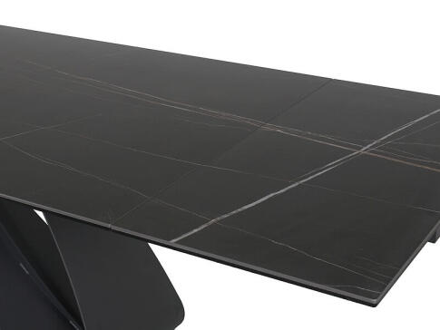 Стол обеденный SIGNAL DIUNA Ceramic Sahara Noir черный мрамор/черный мат 160-240/90