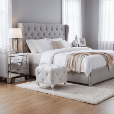 Пуф SIGNAL HESTIA K Velvet Bluvel 03 светло-серый/серебряный