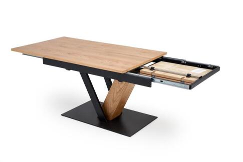 Стол обеденный HALMAR FANIS натуральный/черный 160-220/90