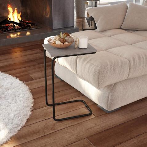 Стол журнальный Sheffilton SHT-CT9 артикул СЖ-87 бетон чикаго светлый/черный муар