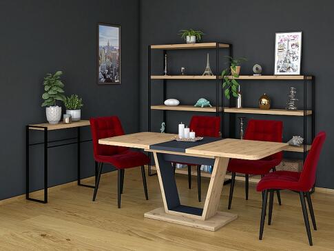 Стол обеденный SIGNAL NIGEL дуб вотан/коричневый 120-160/80