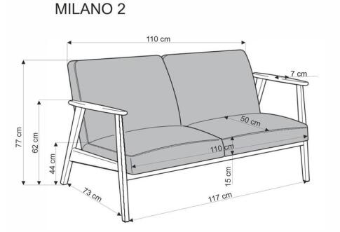 Диван HALMAR MILANO 2S tap. Castel 93 серый/орех