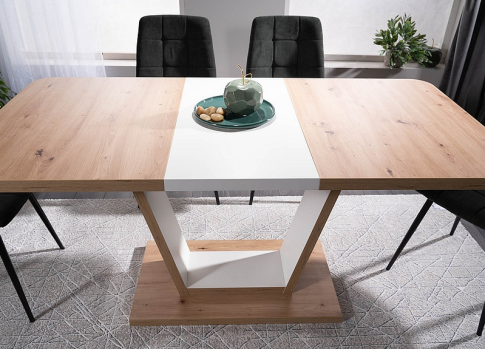 Стол обеденный SIGNAL NIGEL дуб артизан/белый мат 120-160/80